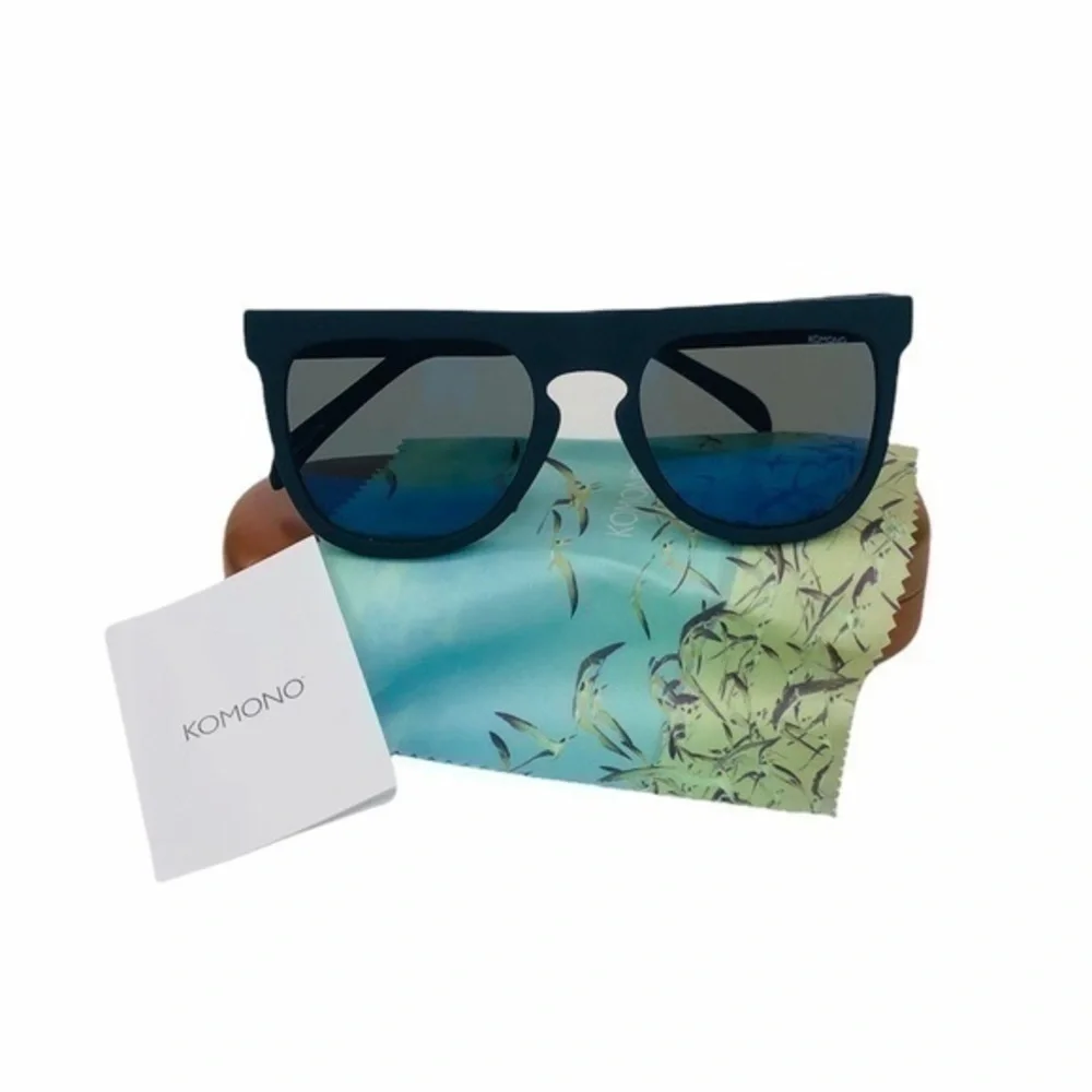 KOMONO Bennet Midnight Blue Rubber Sunglasses NWT